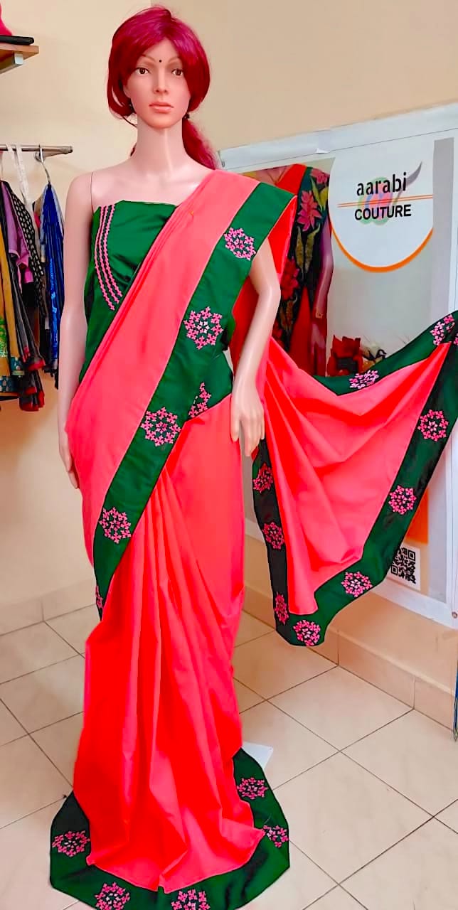 Kutch Work Saree  Code: 1 ACS 29a - For DISPLAY ; CAN BE DONE UPON REQUEST