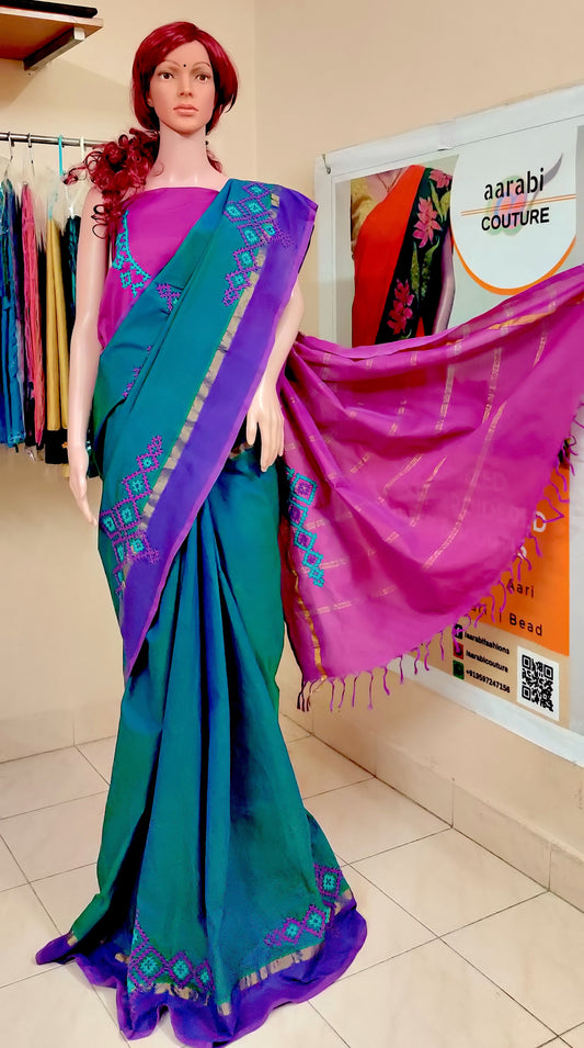 Kutch Work Saree  Code: 1 ACS 32b- For DISPLAY ; CAN BE DONE UPON REQUEST