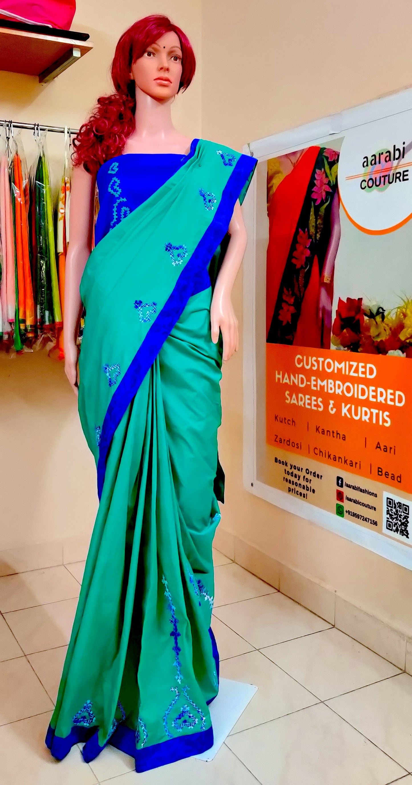 Kutch Work Saree Uniform saree series; for DISPLAY PURPOSE; CAN BE DONE UPON REQUEST