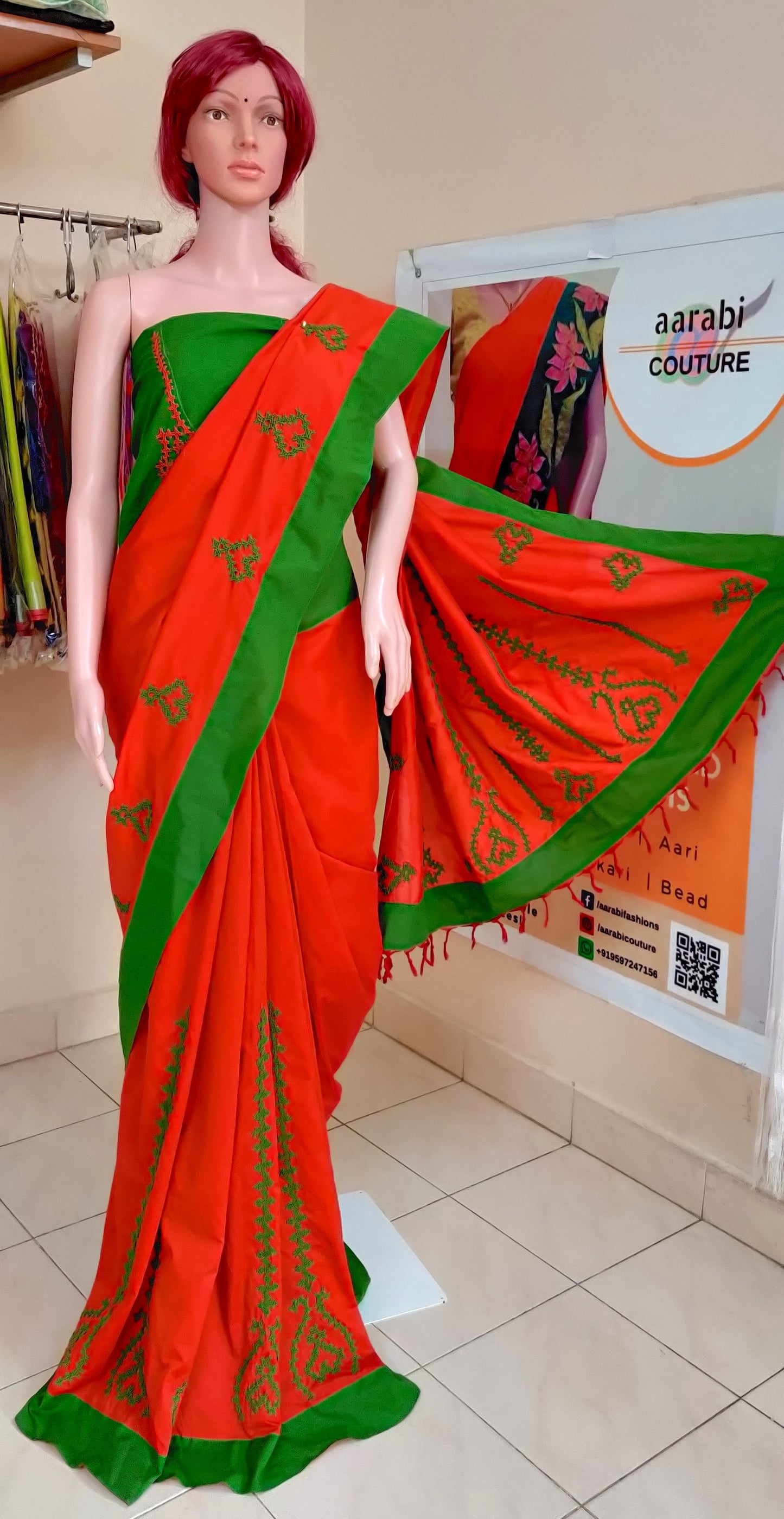 Kutch Work Saree Uniform saree series; for DISPLAY PURPOSE; CAN BE DONE UPON REQUEST