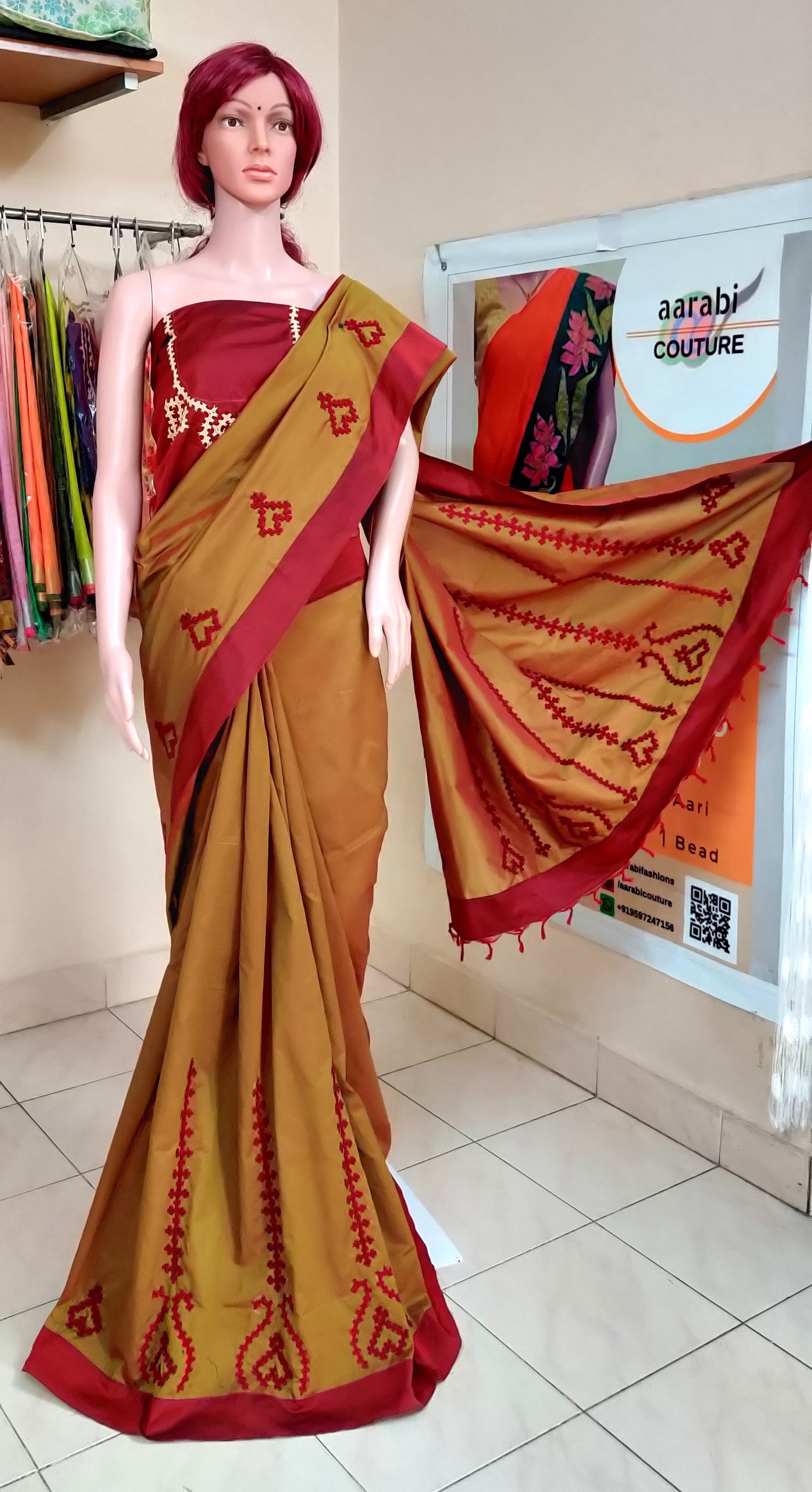 Kutch Work Saree Uniform saree series; for DISPLAY PURPOSE; CAN BE DONE UPON REQUEST