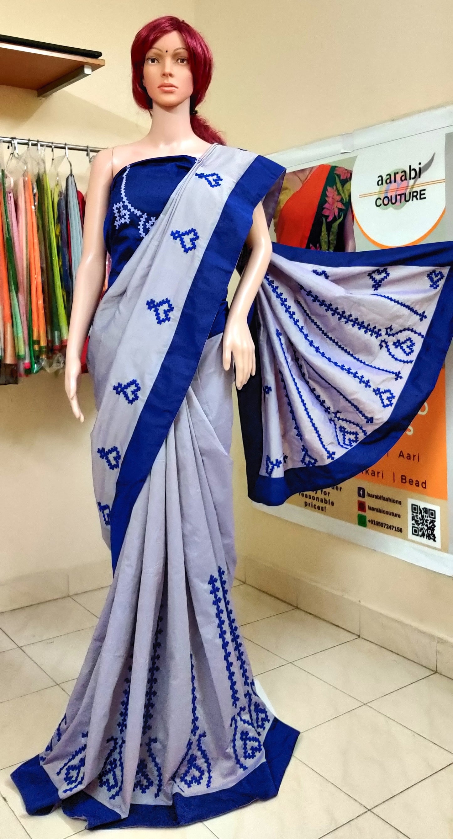 Kutch Work Saree Uniform saree series; for DISPLAY PURPOSE; CAN BE DONE UPON REQUEST