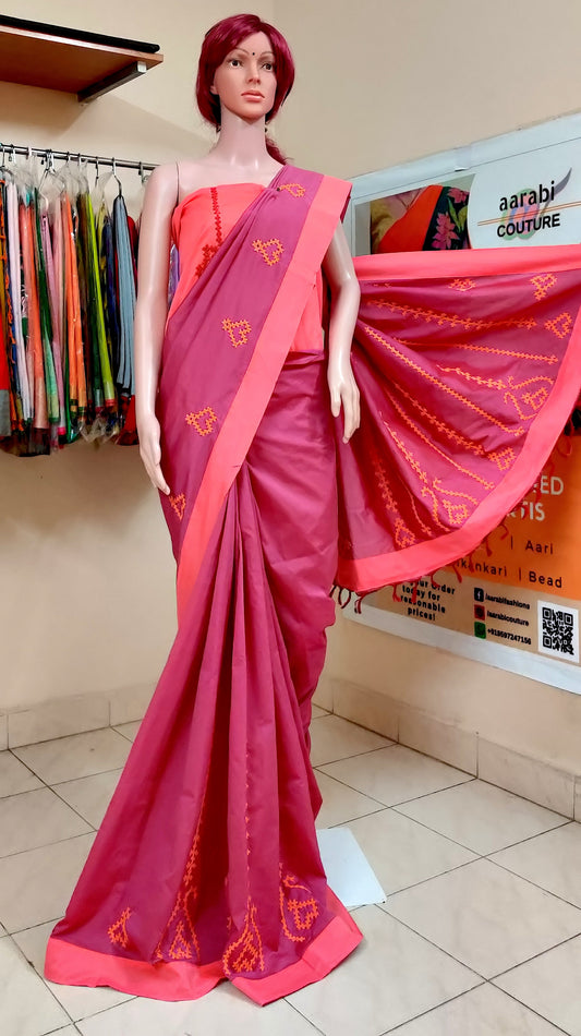 Kutch Work Saree Uniform saree series; for DISPLAY PURPOSE; CAN BE DONE UPON REQUEST