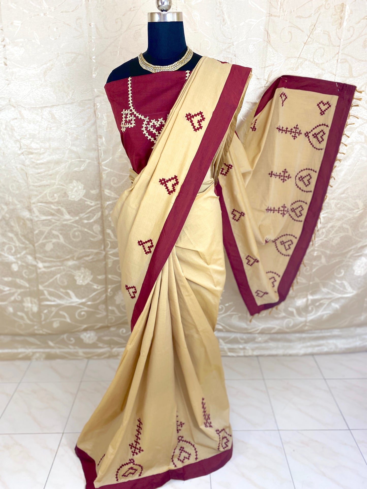 Kutch Work Saree Uniform saree series; for DISPLAY PURPOSE; CAN BE DONE UPON REQUEST