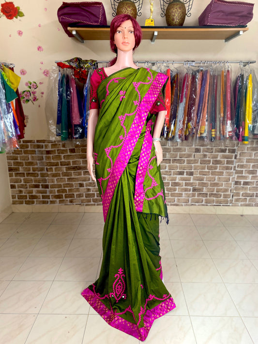 Kutch Work Saree  Code: 1 ACS 45a - For DISPLAY ; CAN BE DONE UPON REQUEST