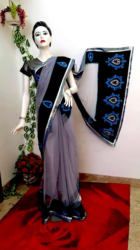 Kutch Work Saree  Code: 1 ACS 51a- For DISPLAY ; CAN BE DONE UPON REQUEST