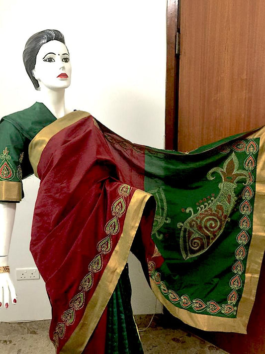 Kantha Saree  DISPLAY PURPOSE; CAN BE CUSTOMIZED UPON REQUEST