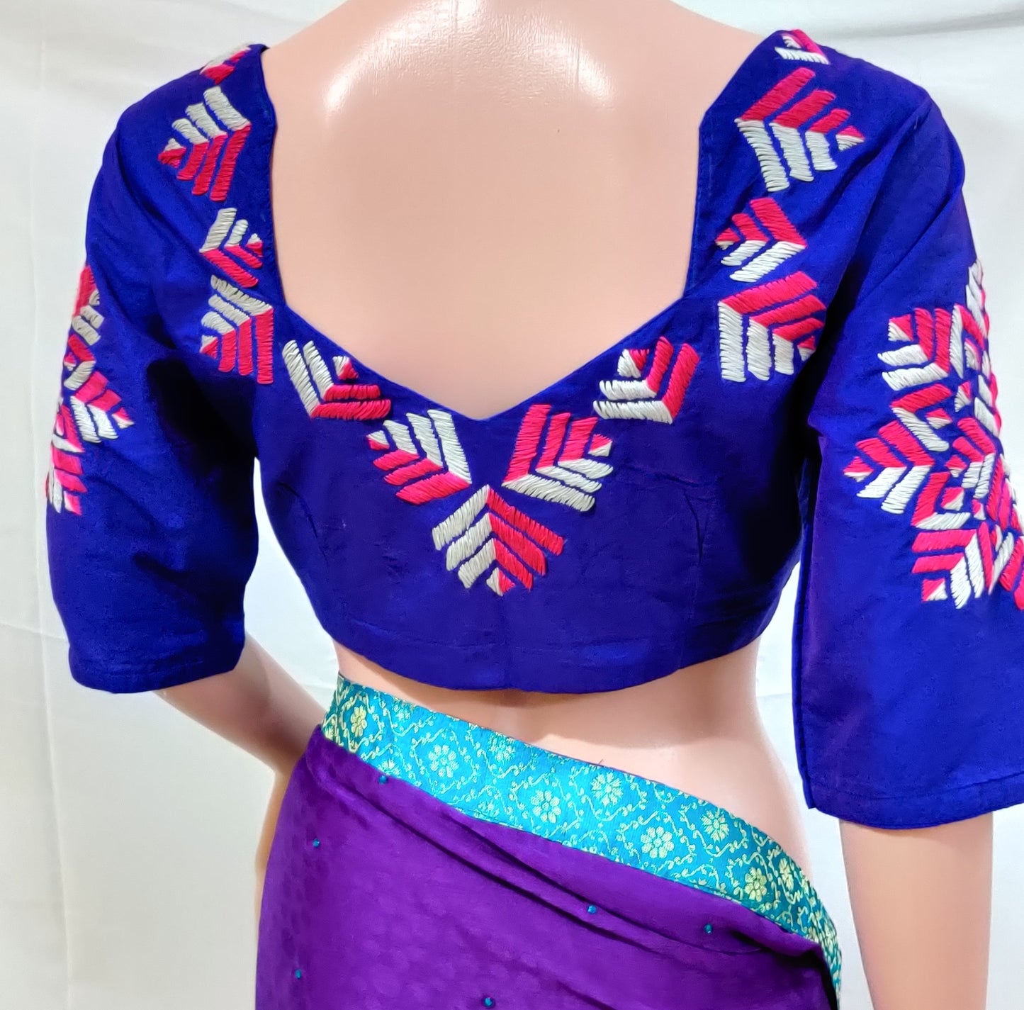 PHULKARI Hand embroidered Work Blouse  UNSTITCHED