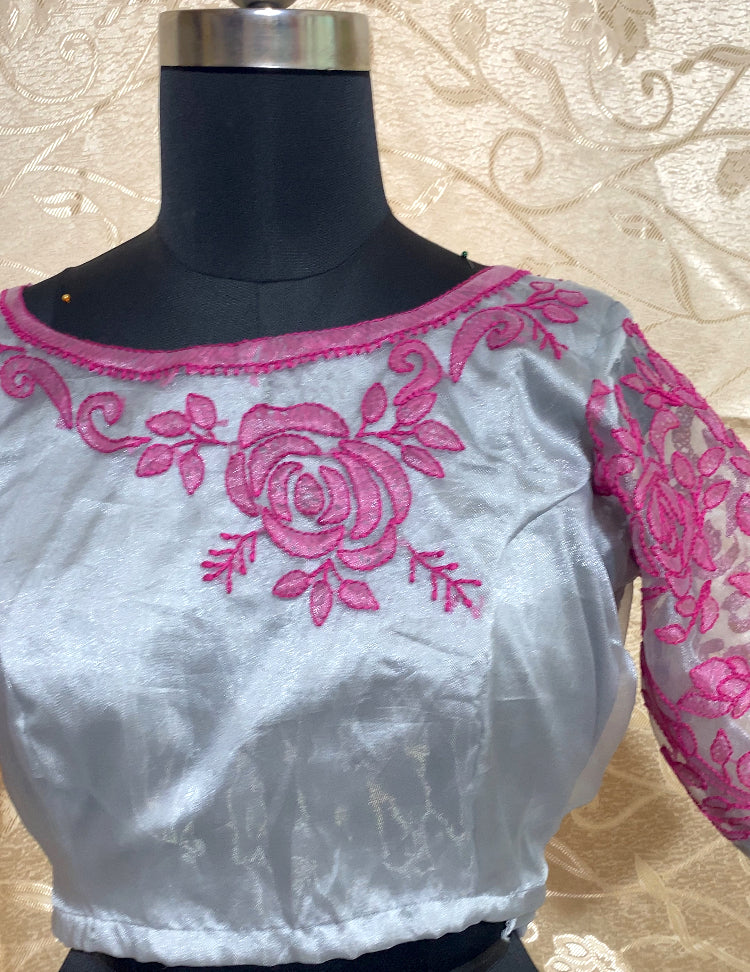 CHIKANKARI Hand embroidered Work Blouse  UNSTITCHED; DISPLAY PURPOSE ; CAN BE DONE UPON REQUEST