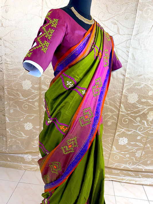 Kutch Work Hand embroidered Saree DISPLAY ONLY; CAN BE DONE UPON REQUEST