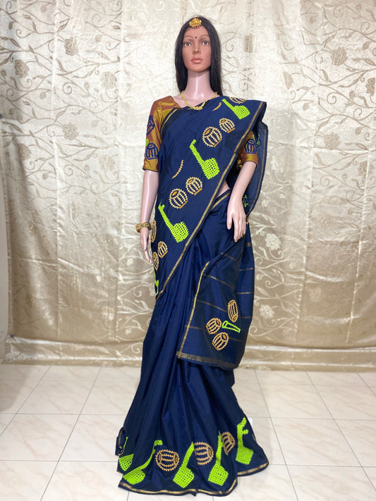 Kutch Work Hand embroidered Saree 1 ACS 60a DISPLAY ONLY ; CAN BE DONE UPON REQUEST