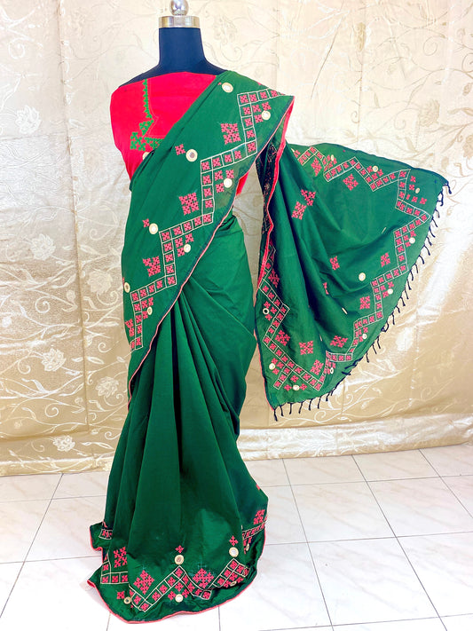 Kutch Work Hand embroidered Saree - Code 1ACS 52d DISPLAY ONLY; CAN BE DONE UPON REQUEST