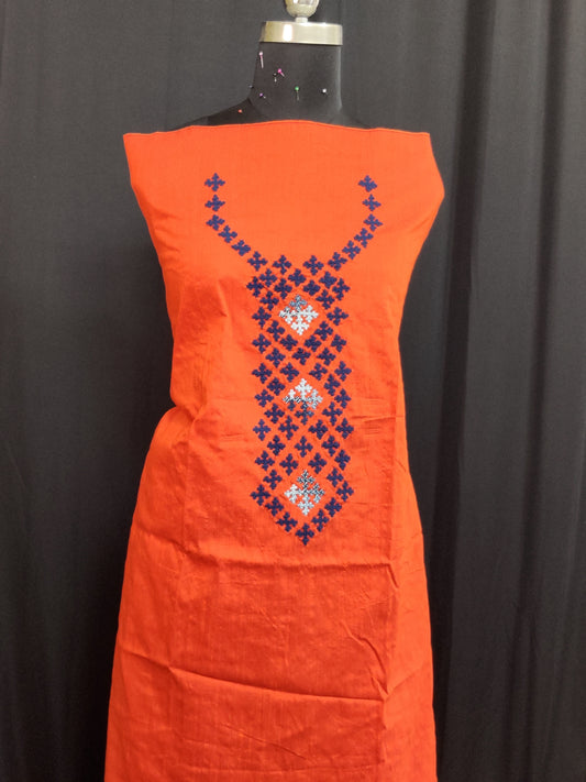 Kutch work Tops Orange