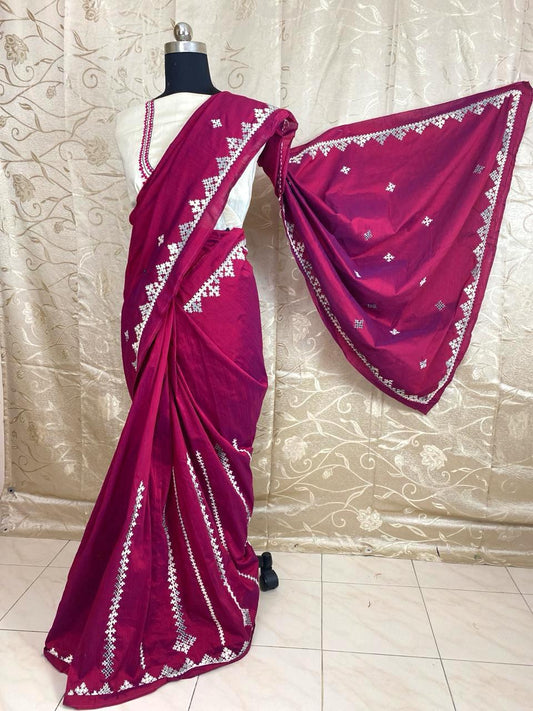 Kutch Work Hand embroidered Saree FOR DISPLAY ONLY; CAN BE CUSTOMIZED UPON REQUEST