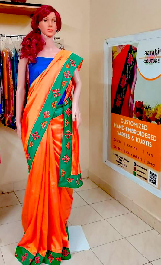 Kutch Work Saree  Code: 1 ACS 13b - For DISPLAY ; CAN BE DONE UPON REQUEST