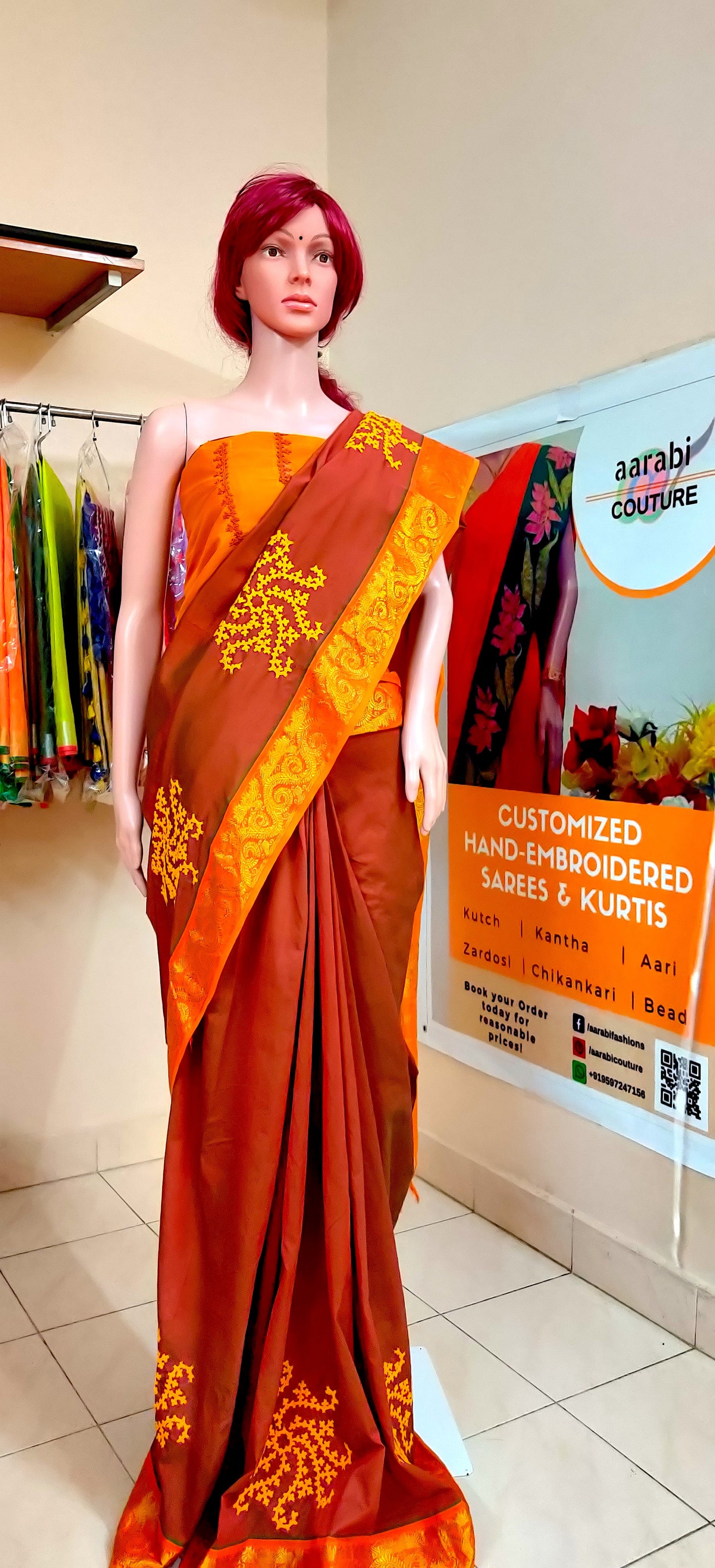 Kutch Work Hand embroidered Saree - Code 1ACS 20b DISPLAY ONLY; CAN BE DONE UPON REQUEST